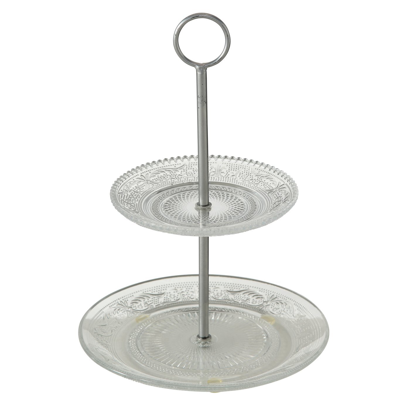 Boltze Home Dvoupatrový podnos na cukroví RELIEF, 28 cm transparentní