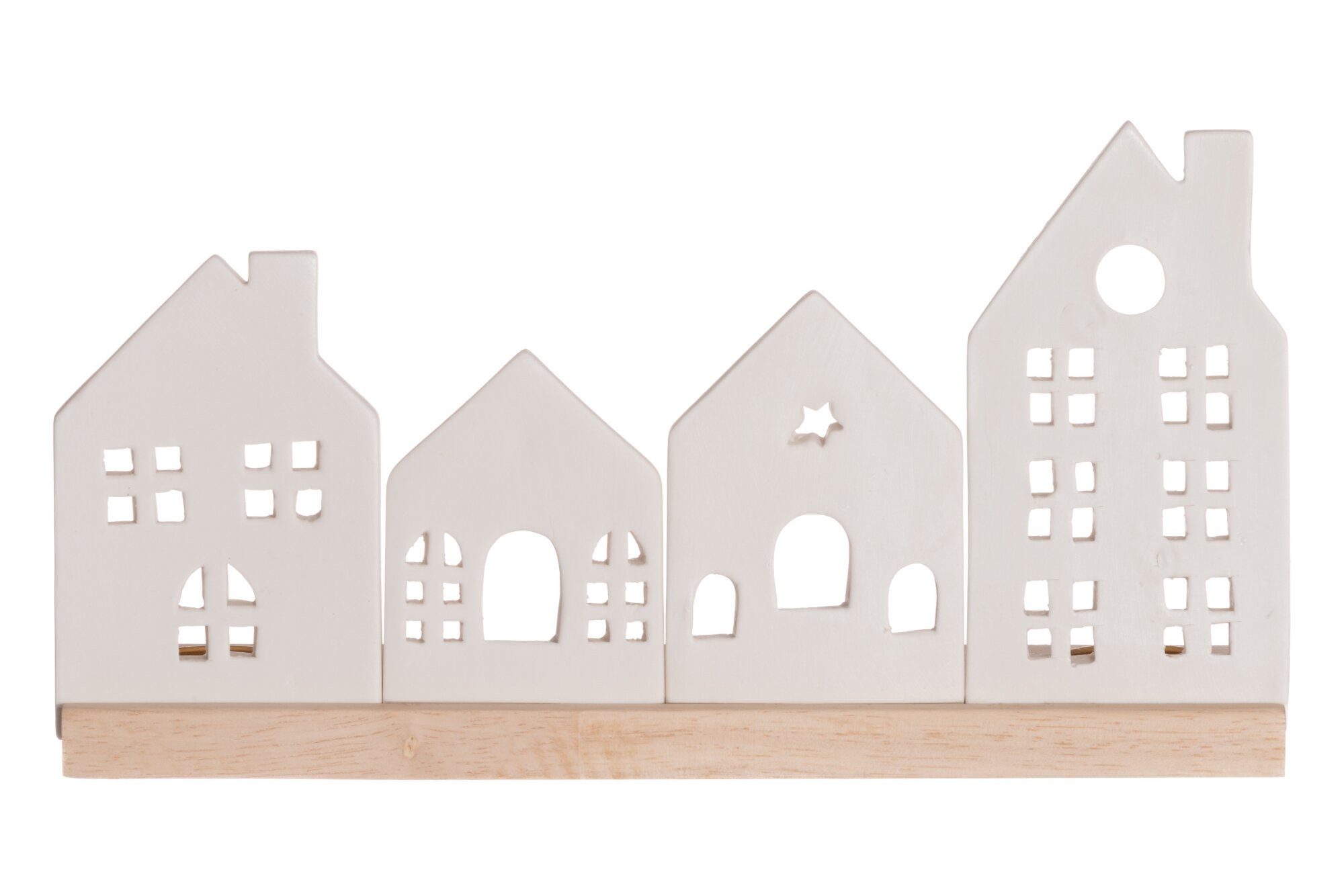 4Living Porcelánový svícen 30 x 8 x 16 cm, motiv města bílý