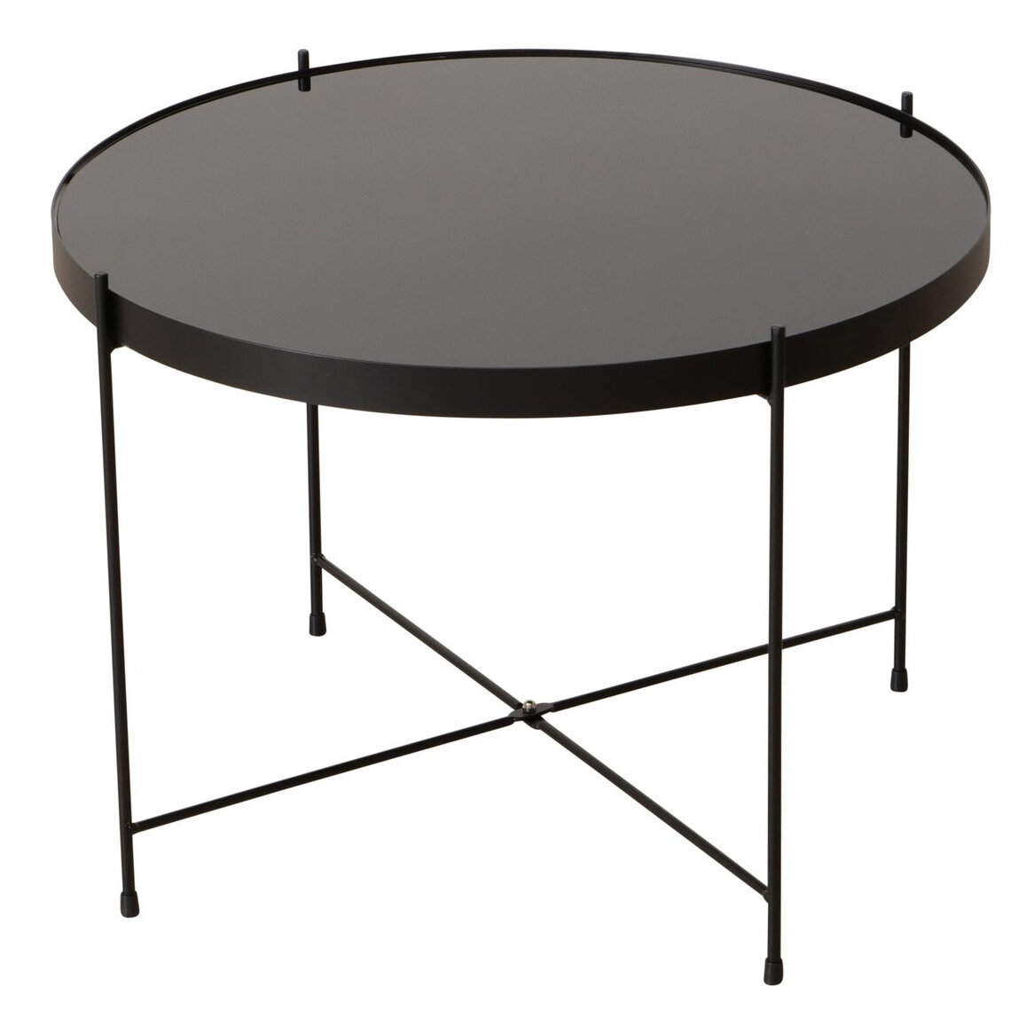 Boltze Home Kovový odkládací stolek se skleněnou deskou, SHERIN, 40 cm černá