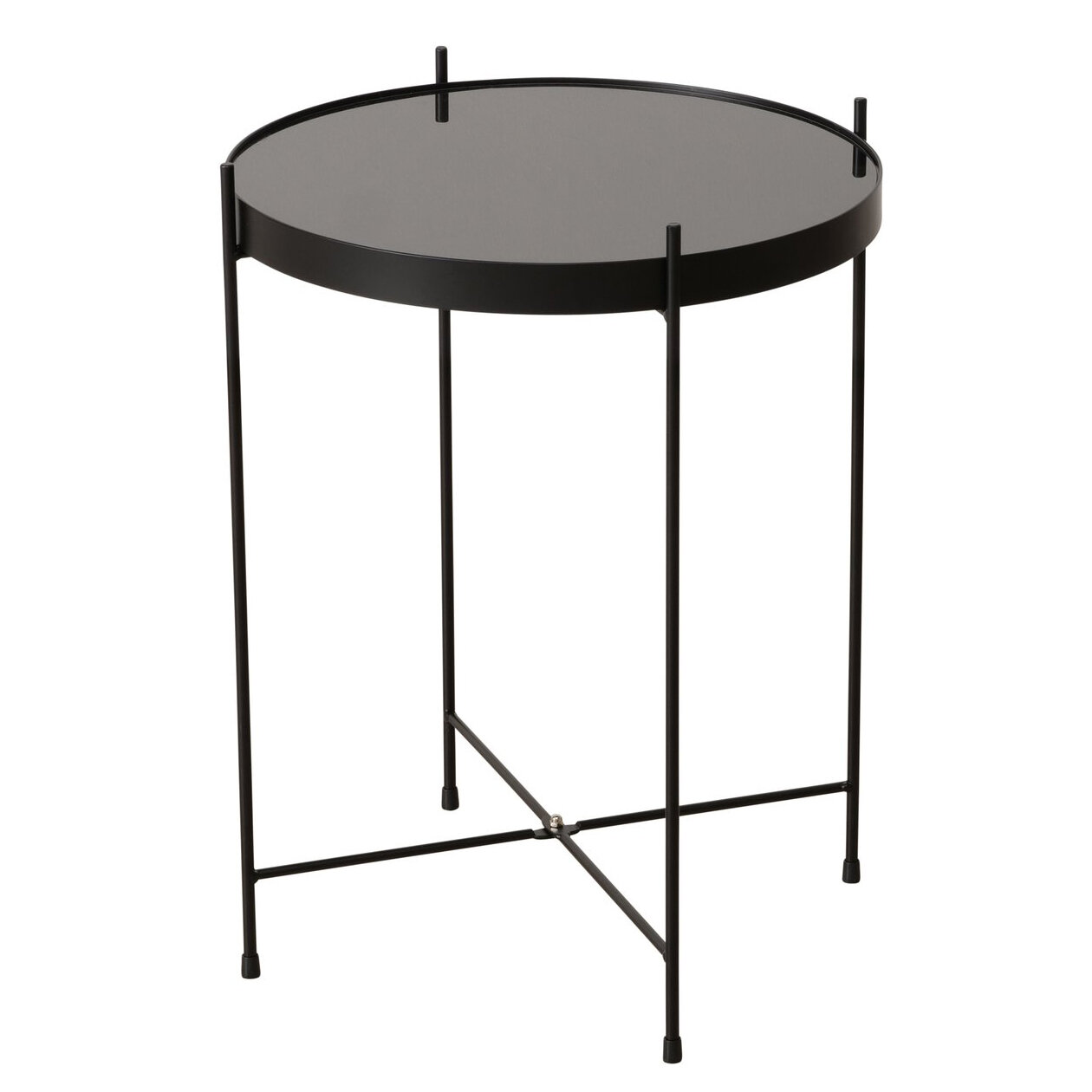 Boltze Home Kovový odkládací stolek se skleněnou deskou, SHERIN, 50 cm černá
