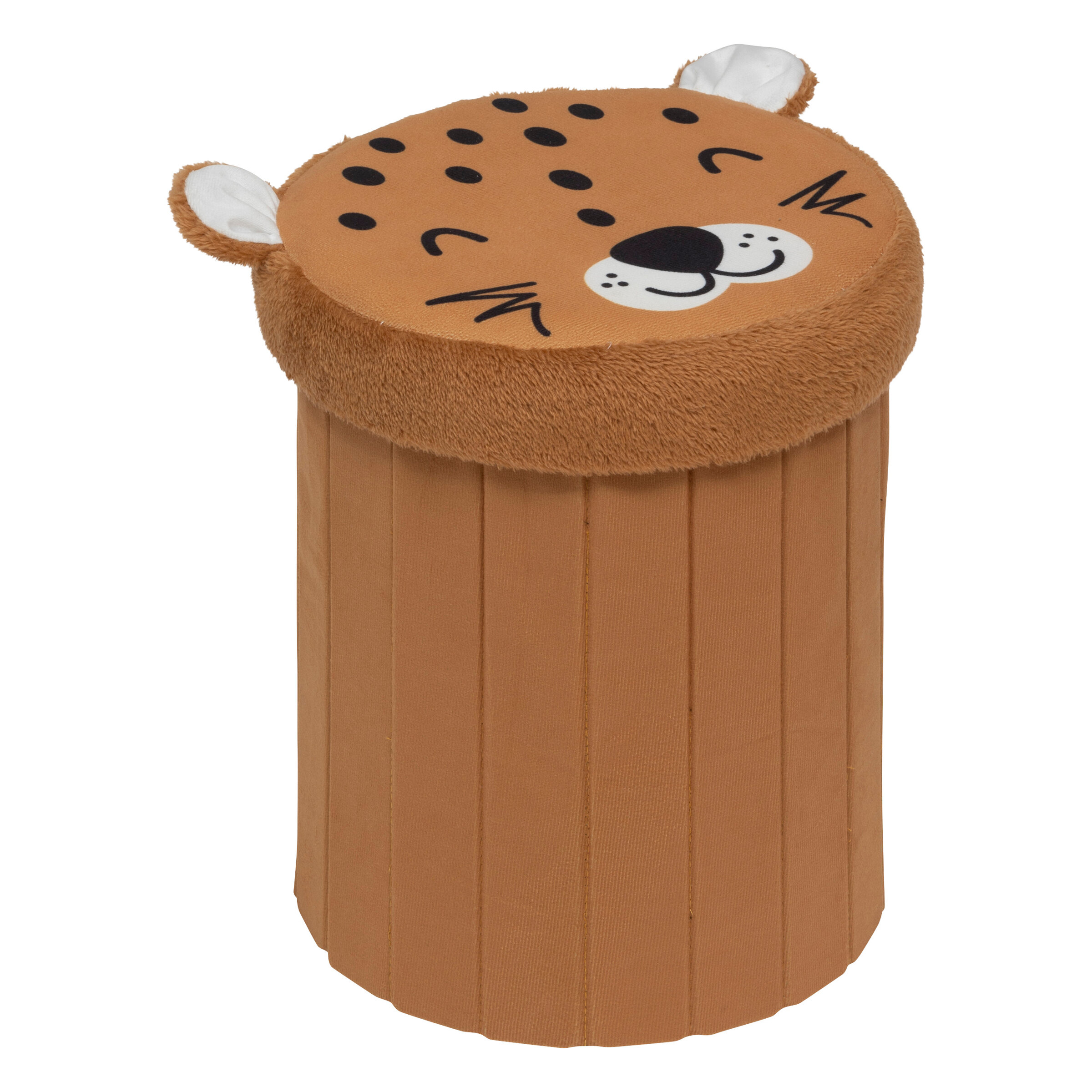 Atmosphera for kids Skládací taburet s úložným prostorem SMILE, Ø 30 cm, hnědý hnědý