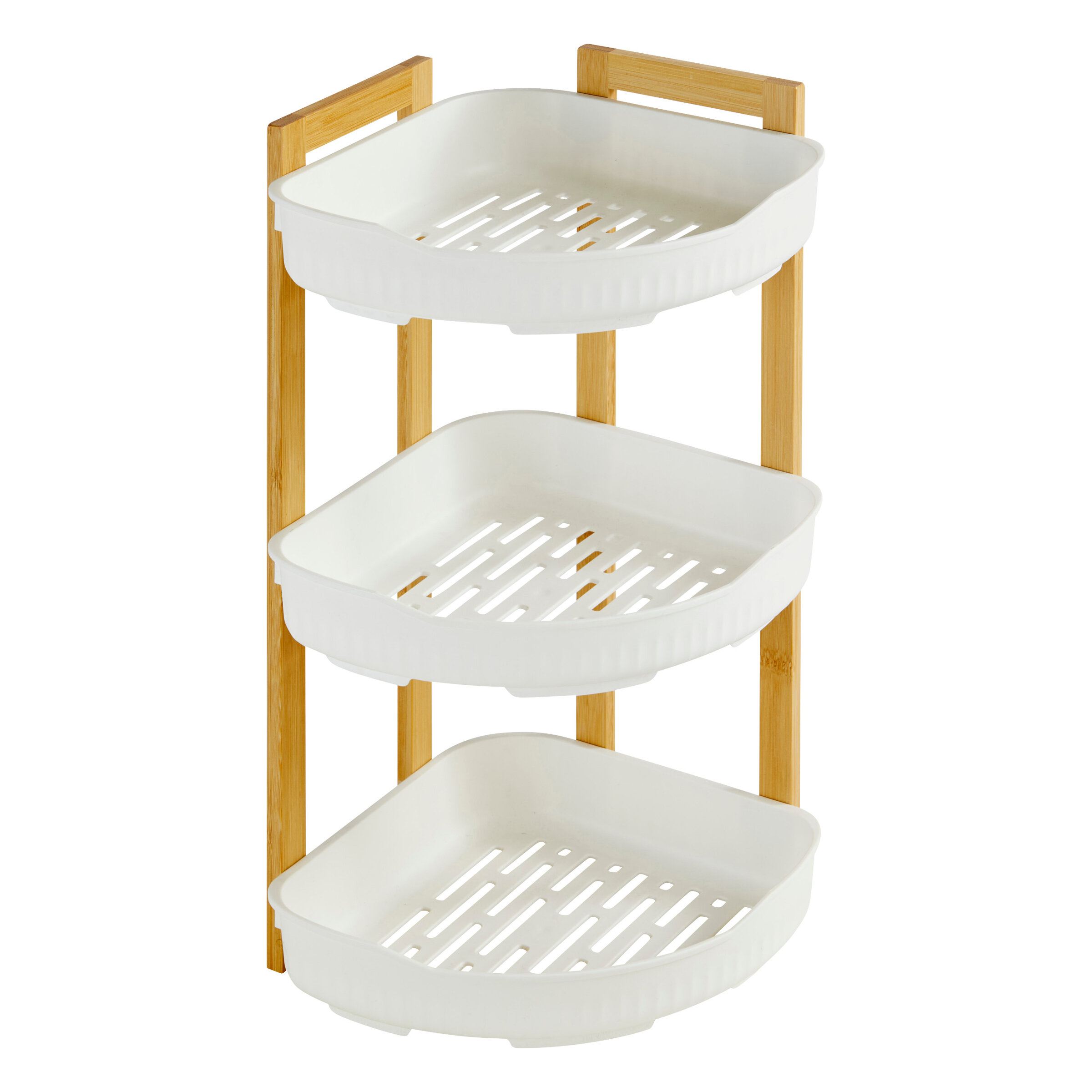 5five Simply Smart Rohový stojací organizér do sprchy NATUREO, 29 x 22 x 45 cm bílý
