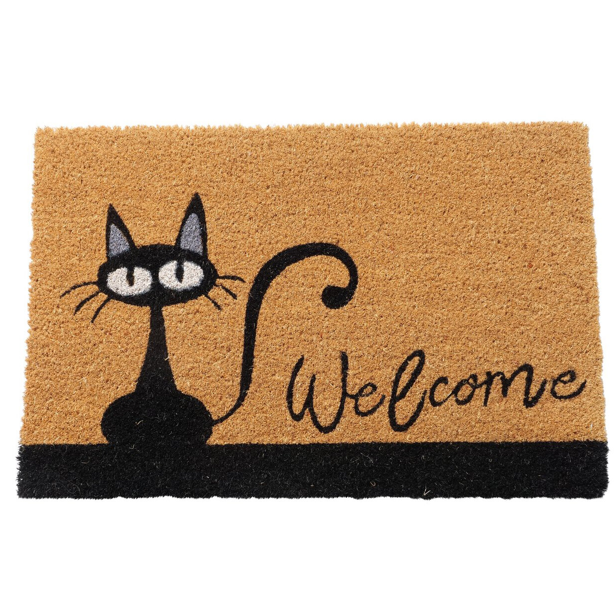 Boltze Rohožka z kokosového vlákna WELCOME, 60 x 40 cm, s motivem kočky hnědý