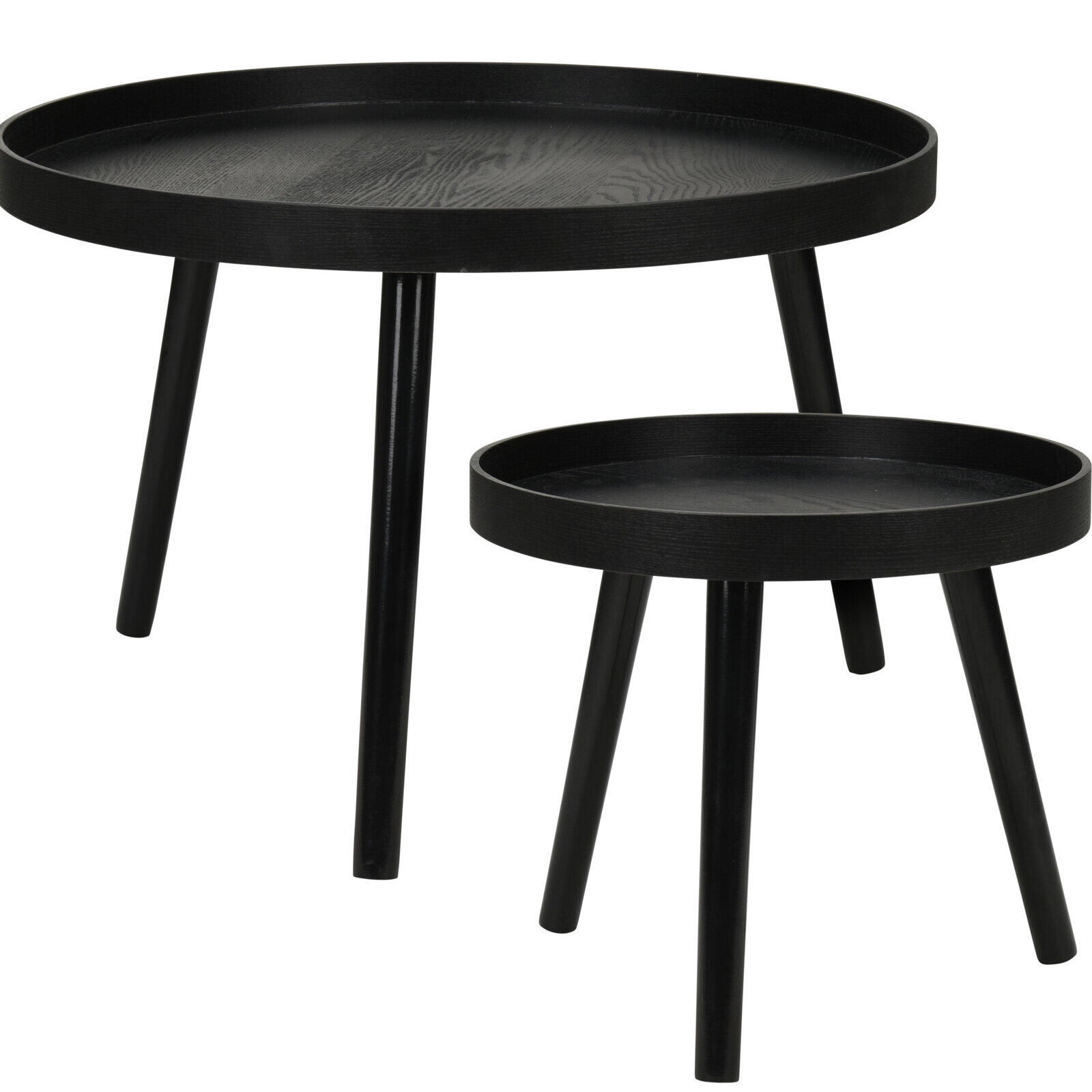 Home Styling Collection Sada odkládacích stolků ve dvou velikostech, Ø 60 cm, Ø 38 cm, černé černá