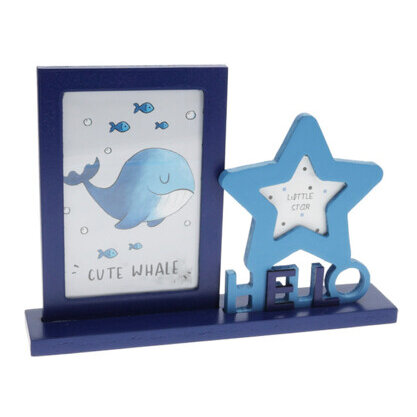 Home Styling Collection Stojací rámeček s dekorací, 25,5 x 5 x 18,5 cm, modrý modrý