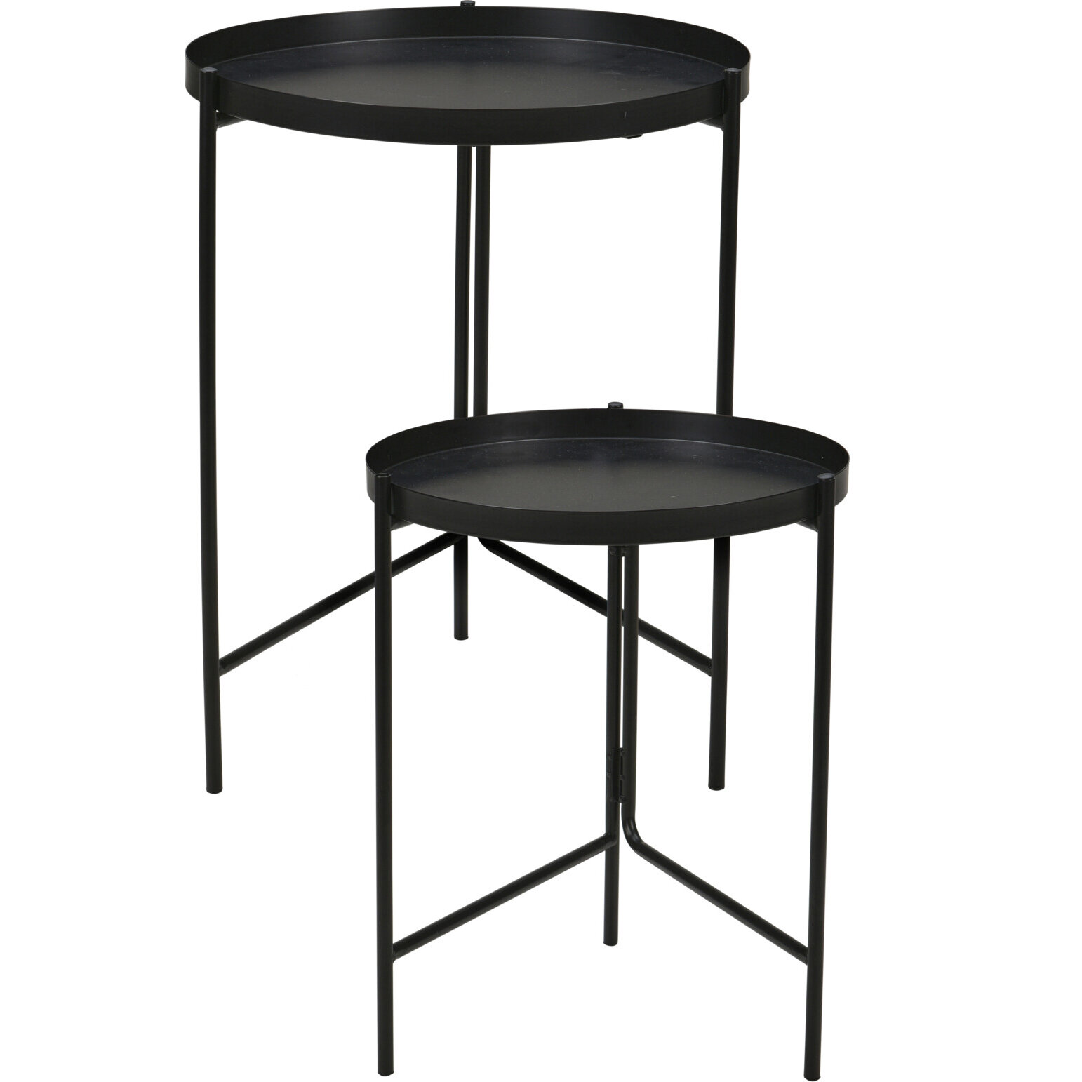 Home Styling Collection Sada dvou kovových odkládacích stolků, Ø 31 cm, Ø 36 cm černá