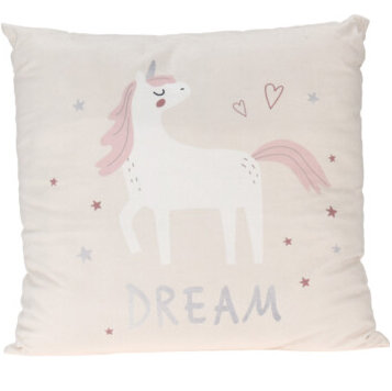 Home Styling Collection Dekorační polštář s jednorožcem, 40 x 40 cm, bílý bílý