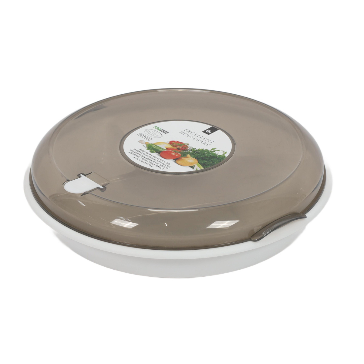 EH Excellent Houseware Talíř do mikrovlnné truby s víkem, Ø 24,5 cm šedá