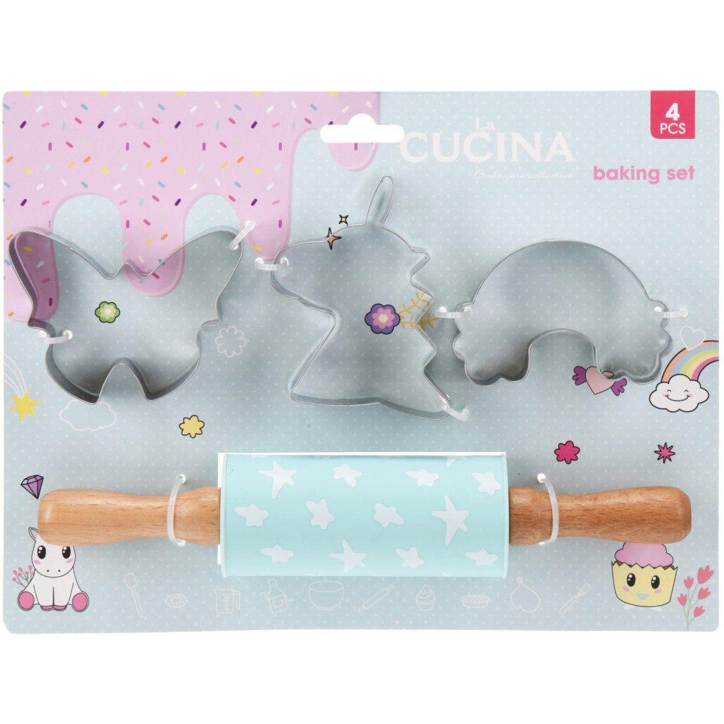 La Cucina Sada na pečení pro děti, vykrajovátka a modrý váleček vícebarevný