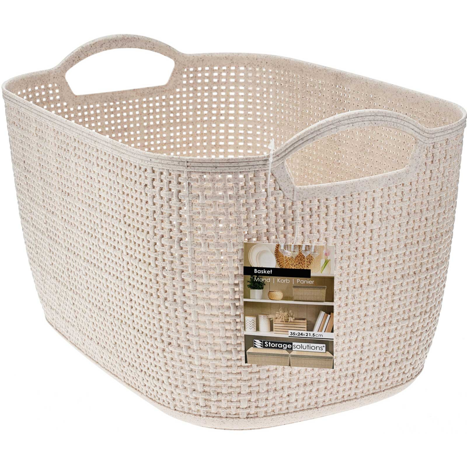 Storagesolutions Plastový úložný koš, 35 x 24 x 21,5 cm béžová