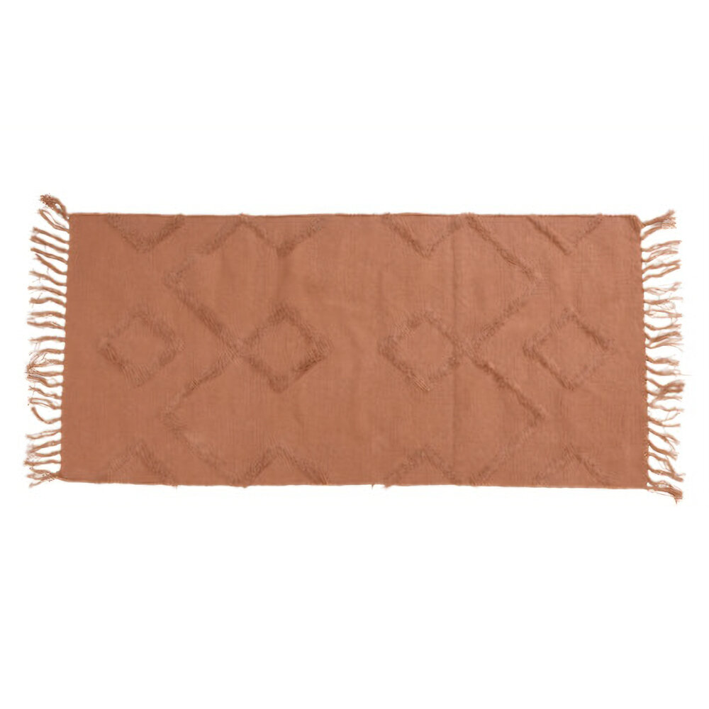 Home Styling Collection Bavlněný koberec s třásněmi, 70 x 140 cm, oranžový oranžová