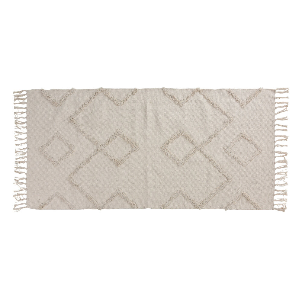 Home Styling Collection Bavlněný koberec s třásněmi, 70 x 140 cm, bílý bílý