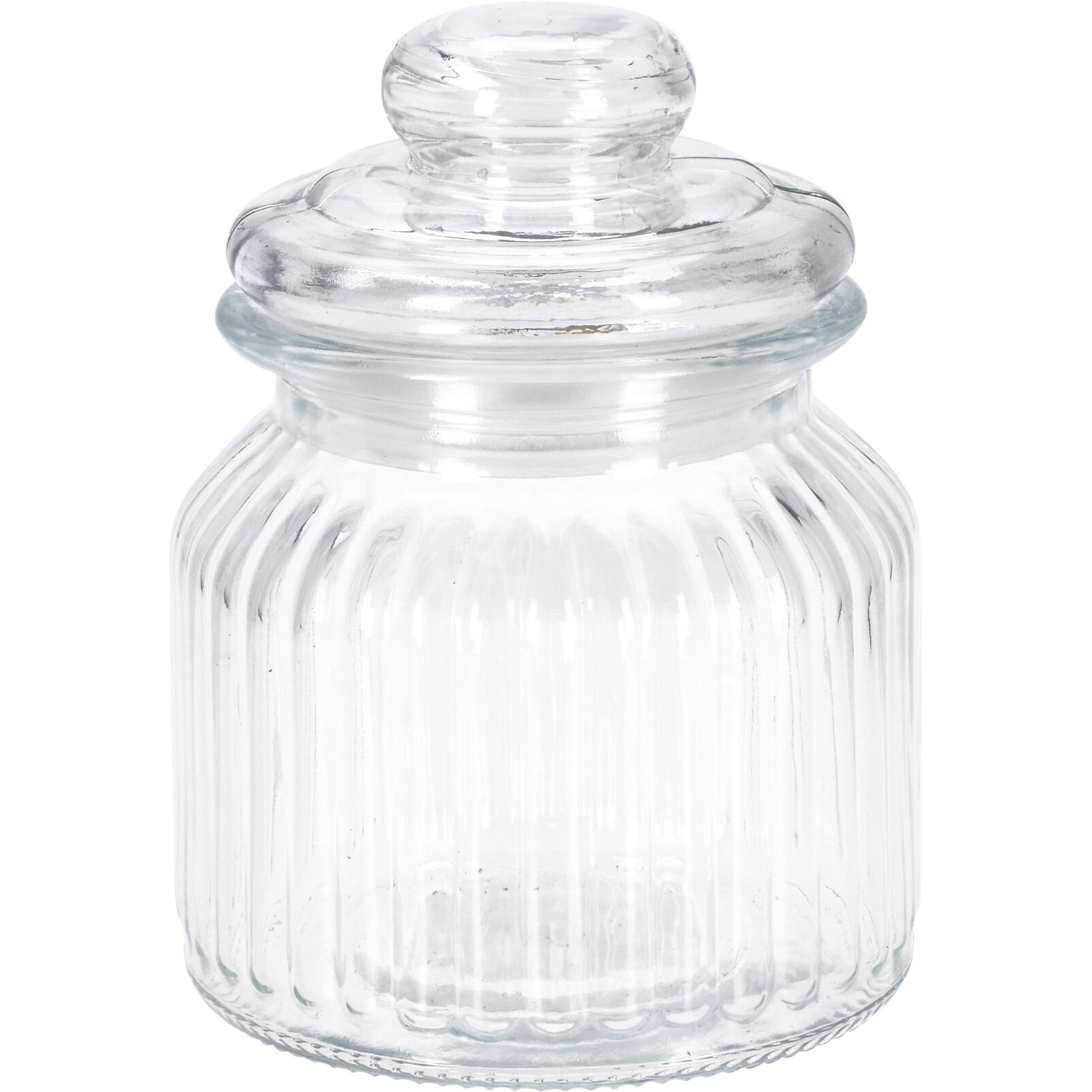EH Excellent Houseware Žebrovaná dóza s těsným víkem, 500 ml transparentní