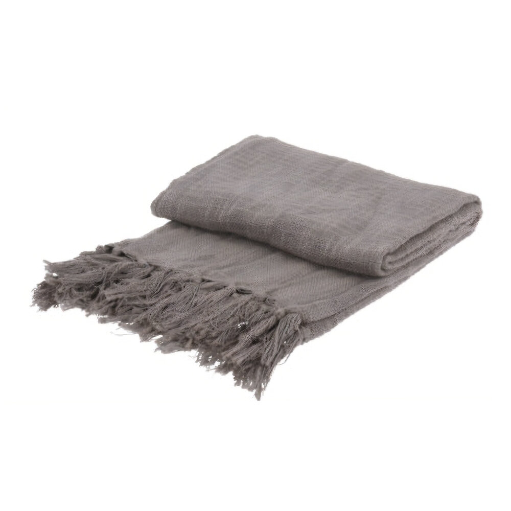 Home Styling Collection Přehoz na postel s třásněmi, 130 x 170 cm, šedá šedá