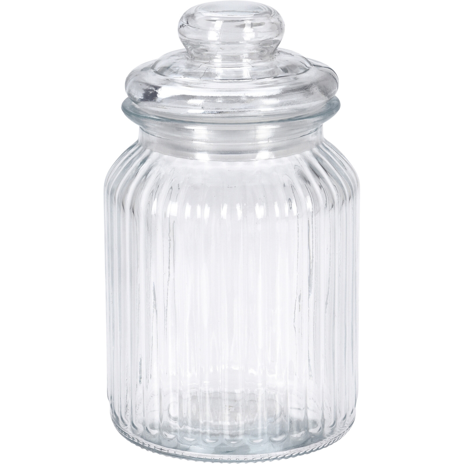EH Excellent Houseware Žebrovaná dóza s těsným víkem, 750 ml transparentní