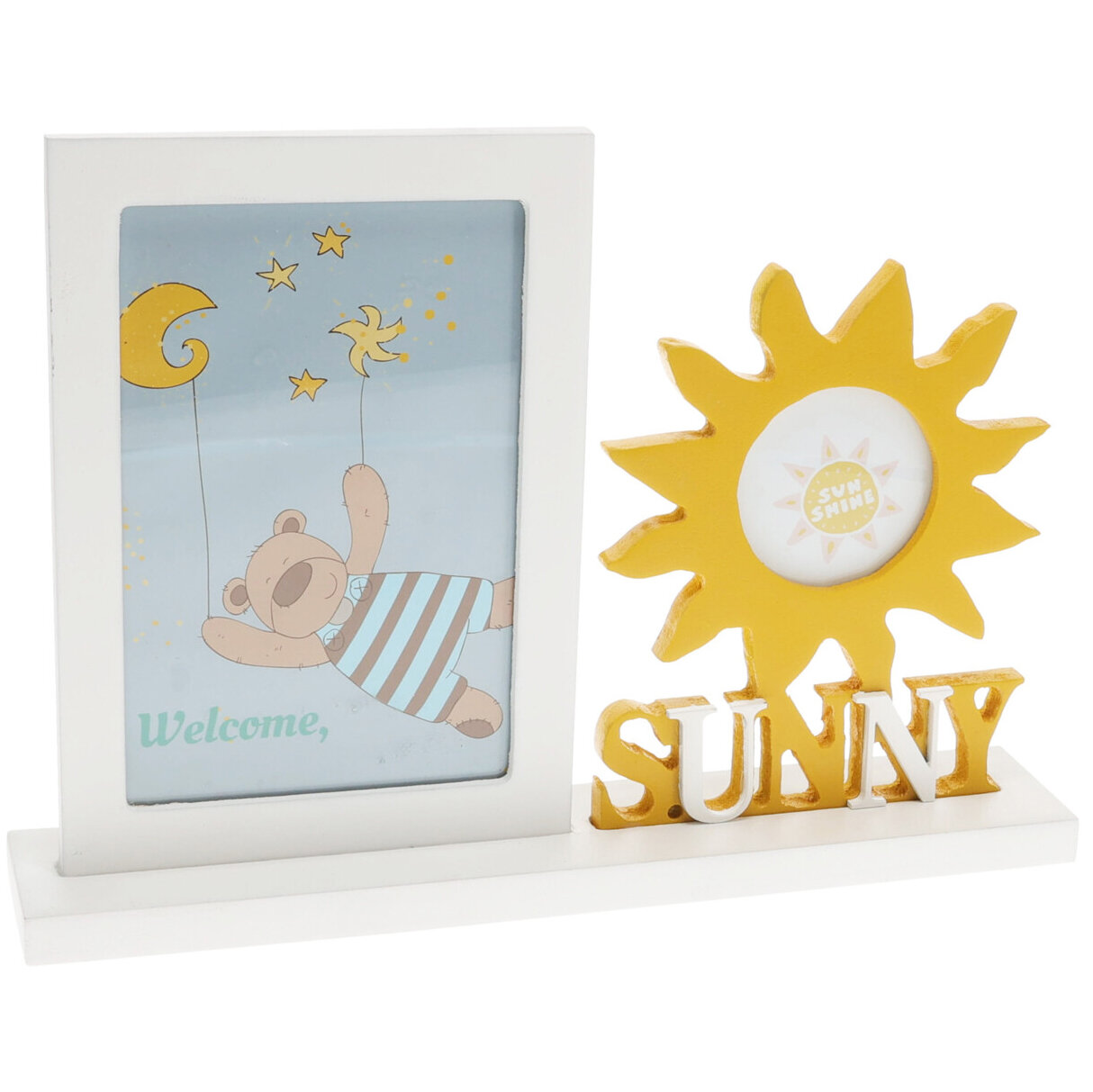 Home Styling Collection Stojací rámeček s dekorací, 25,5 x 5 x 18,5 cm, bílý bílý