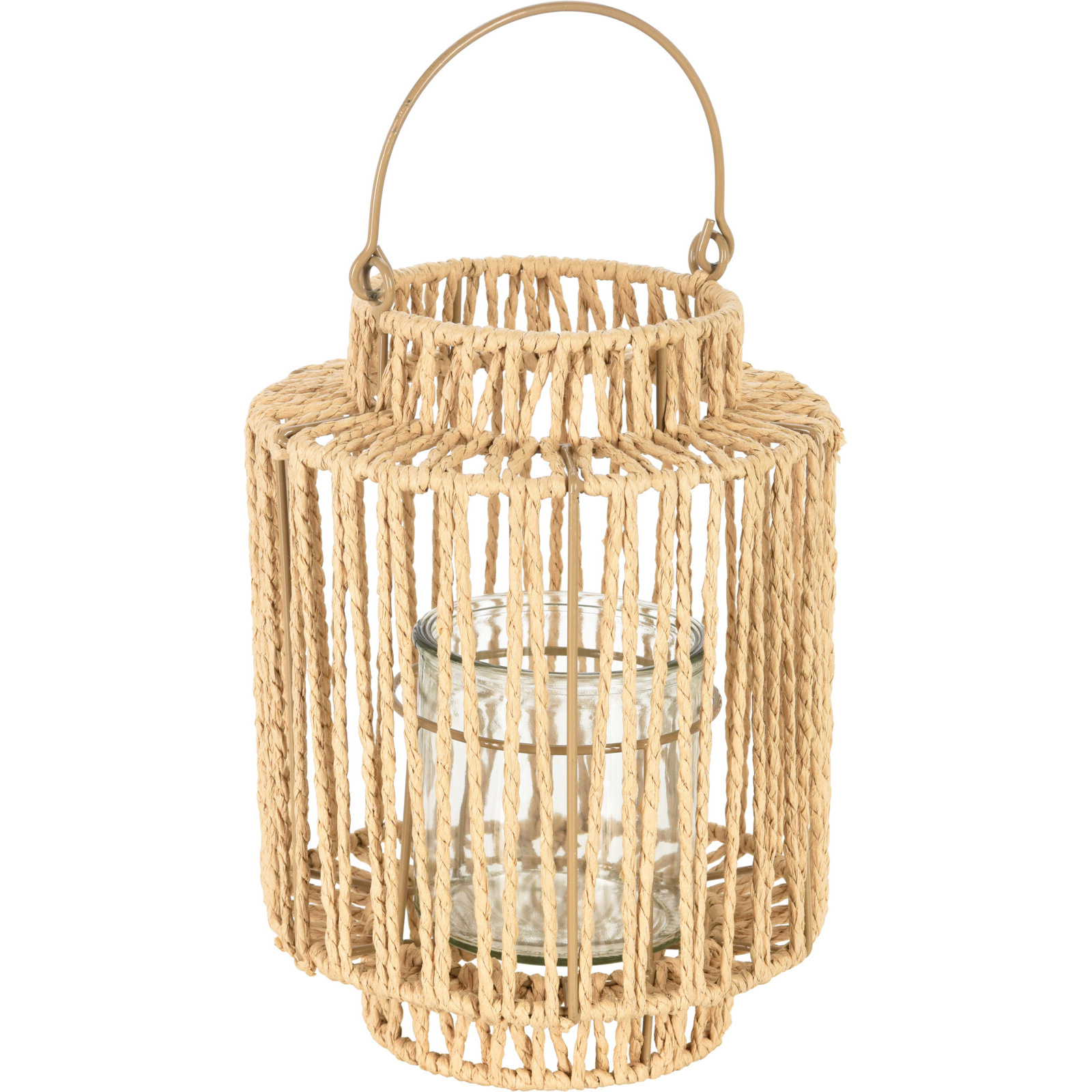 Home Styling Collection Pletená lucerna s rukojetí, 19 x 25 cm hnědý