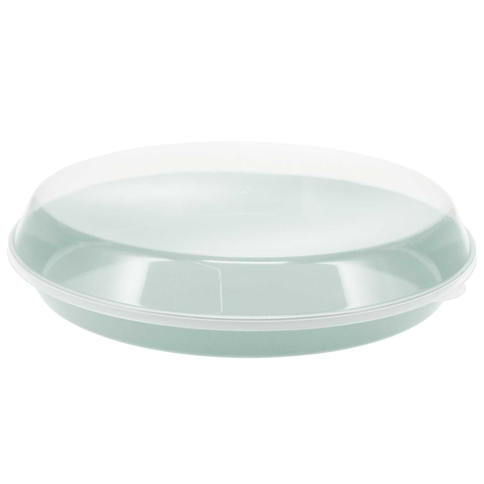 EH Excellent Houseware Podnos z plastu s víkem, Ø 35,5 x 8,5 cm, zelený zelený