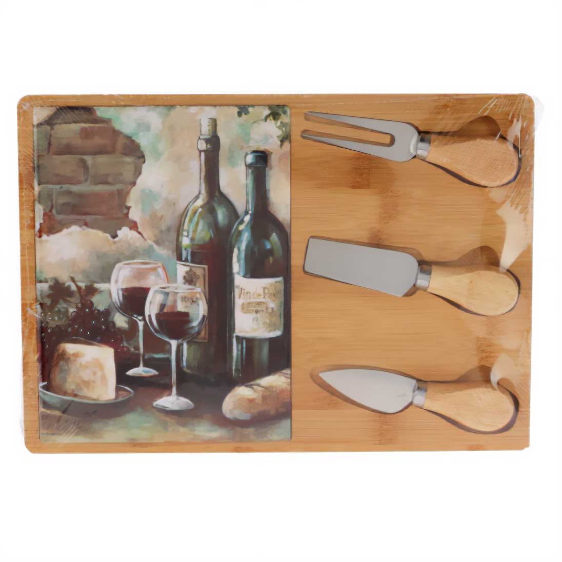 EH Excellent Houseware Prkénko na sýry se sadou nožů, 30 x 21 cm, bambusové vícebarevný