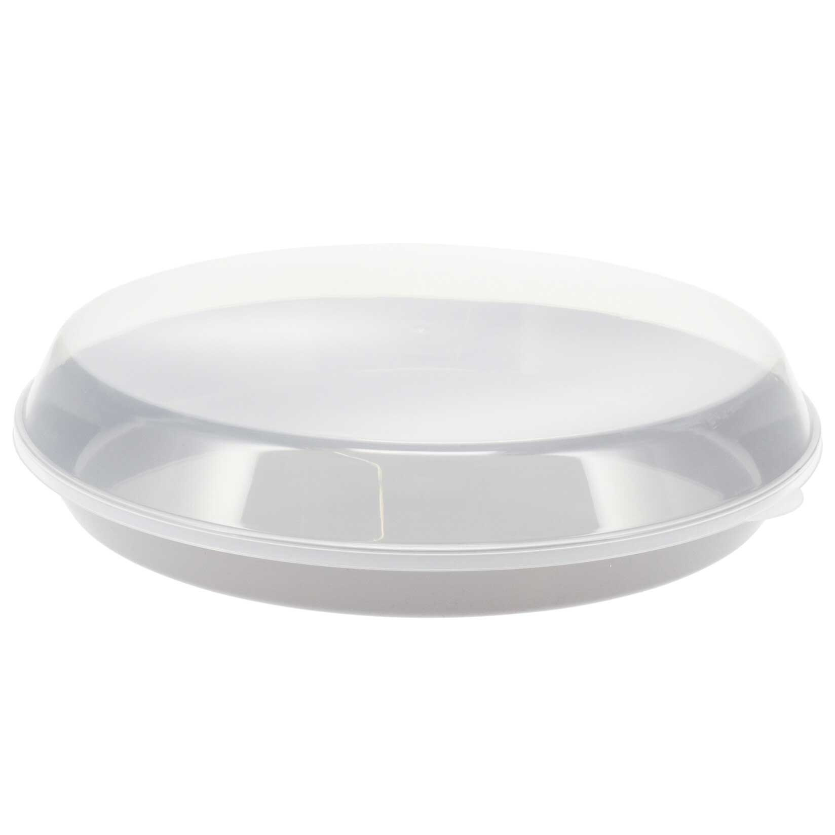 EH Excellent Houseware Podnos z plastu s víkem, Ø 35,5 x 8,5 cm, šedý šedá