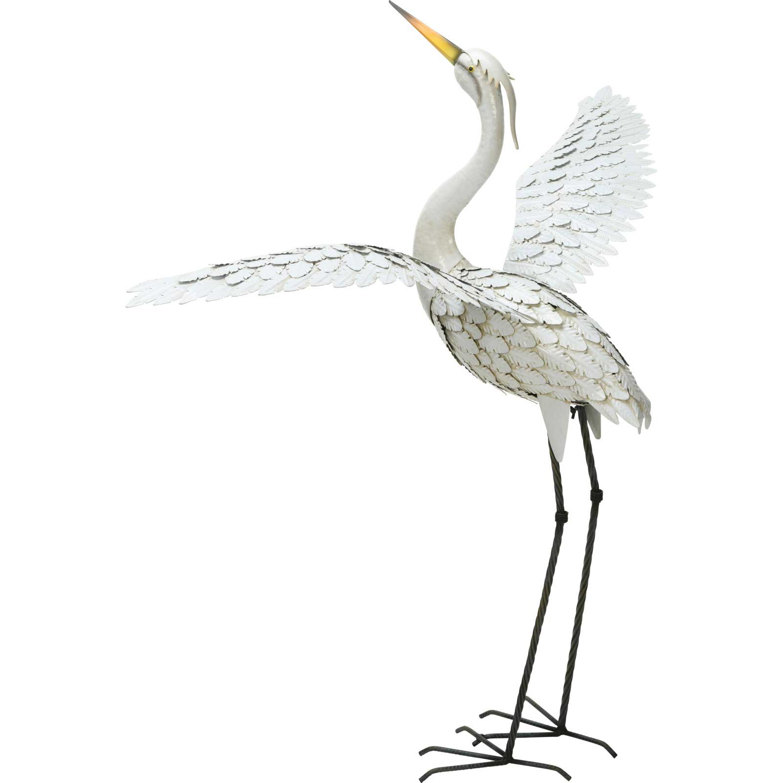 ProGarden Kovová zahradní figurka jeřába, 123 cm, šedá šedá