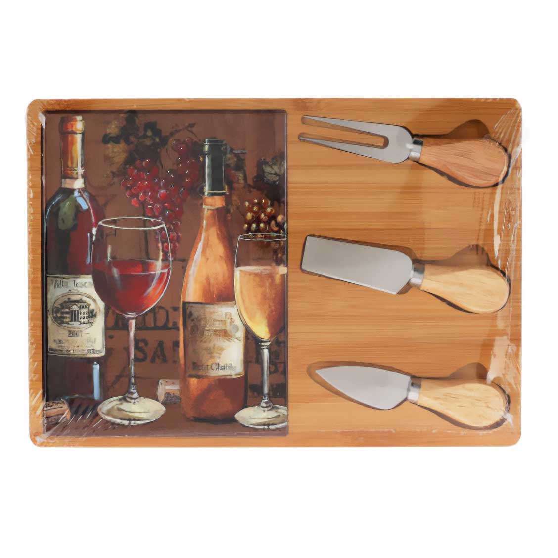 EH Excellent Houseware Bambusové prkénko na sýry se sadou nožů, 30 x 21 cm vícebarevný
