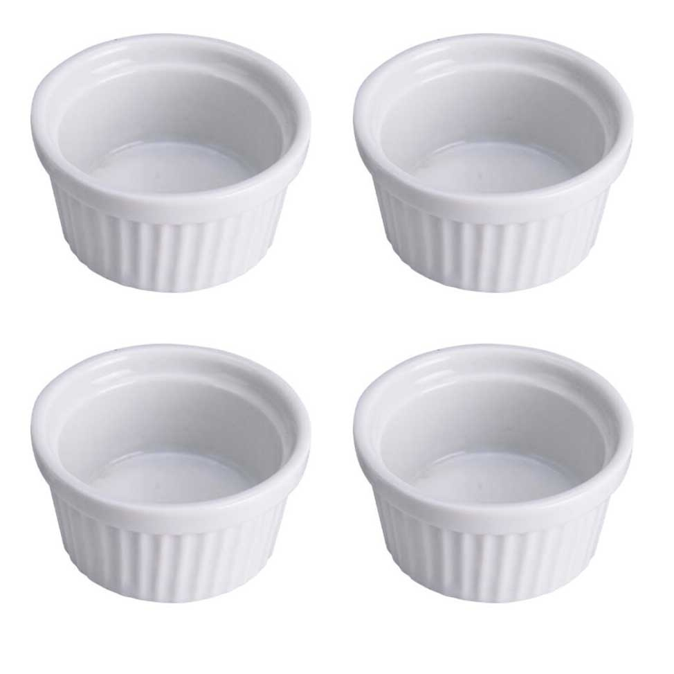 EH Excellent Houseware Misky na občerstvení z porcelánu, 4 ks, bílé bílý