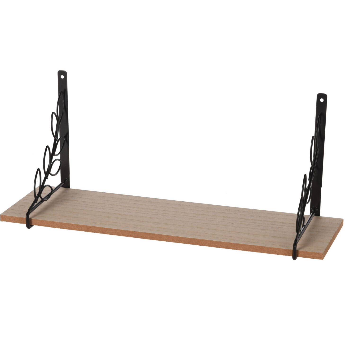 Home Styling Collection Nástěnná dekorační police, kovové držáky ve tvaru větví, 38 x 16 x 12,7 cm černá