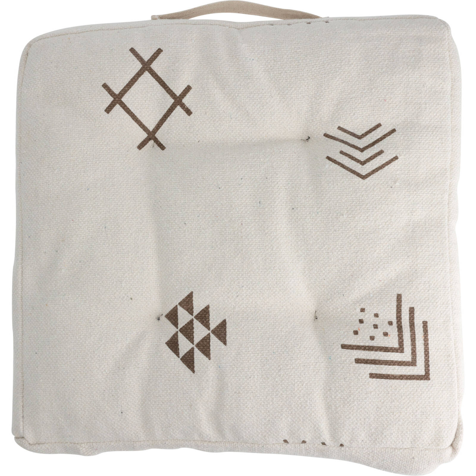Home Styling Collection Sedací polštář, bavlněný povlak, etnický vzor, 40 x 40 x 6 cm, bílý bílý