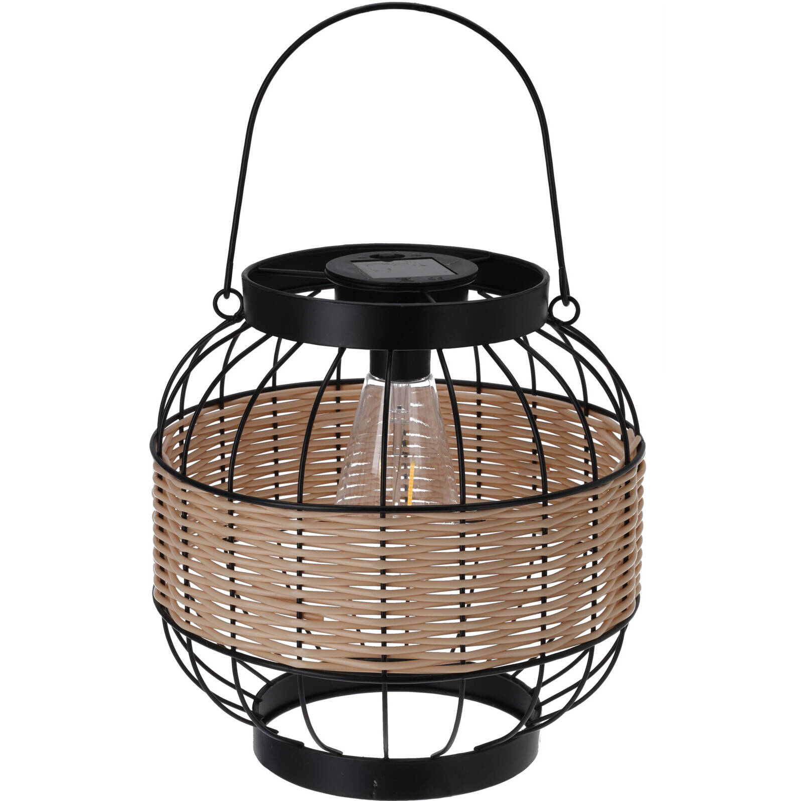 Home Styling Collection Solární lucerna z dekorační pleteniny s širokým držákem, Ø 24 x 24 cm hnědý