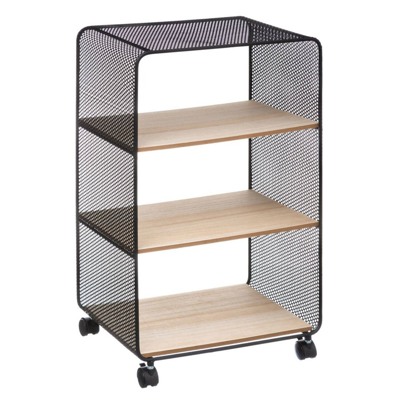 Atmosphera Regál na kolečkách SOUTH BAY, 3 úrovně , ažurová konstrukce černá