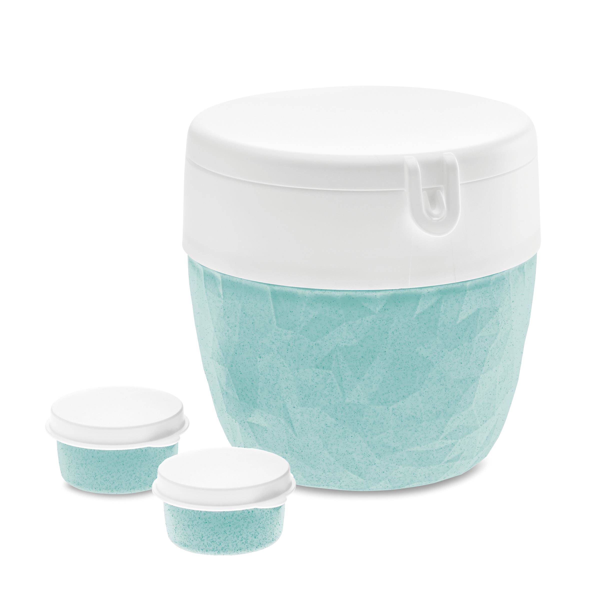 Svačinový box na salát a omáčku BENTOBOX M, 3dílný, KOZIOL zelený