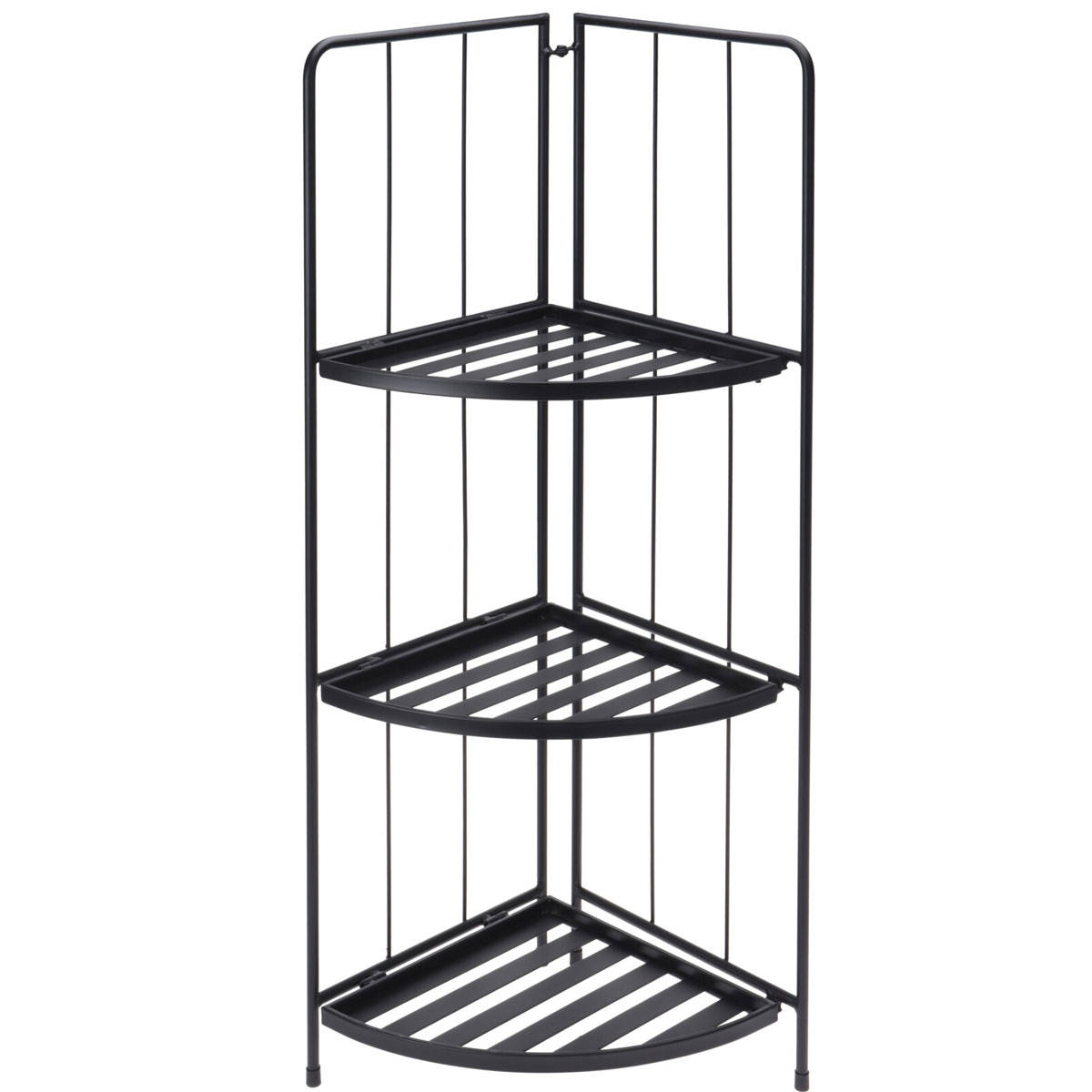 Home Styling Collection Rohový stojan na květiny s policemi, 90 cm, kovový, černá barva černá