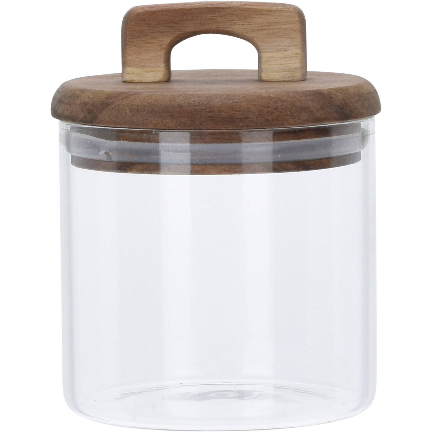 EH Excellent Houseware Skleněná dóza na potraviny s dřevěným víkem, 750 ml transparentní
