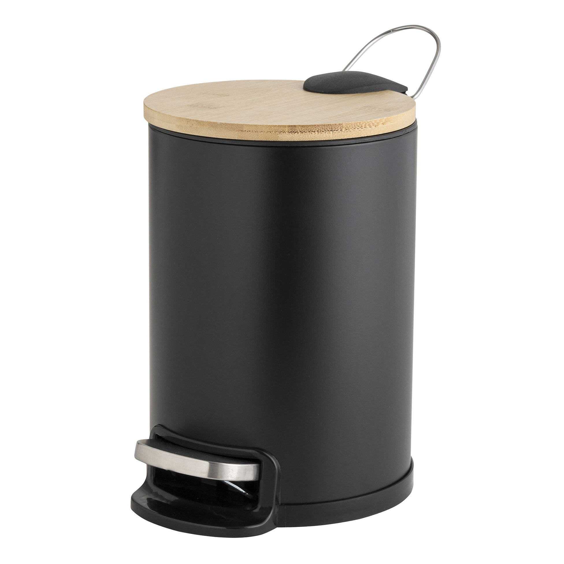 Douceur d'intérieur Odpadkový koš s tichým zavíráním, bambus, 3 l, MOBELLE, černý černá
