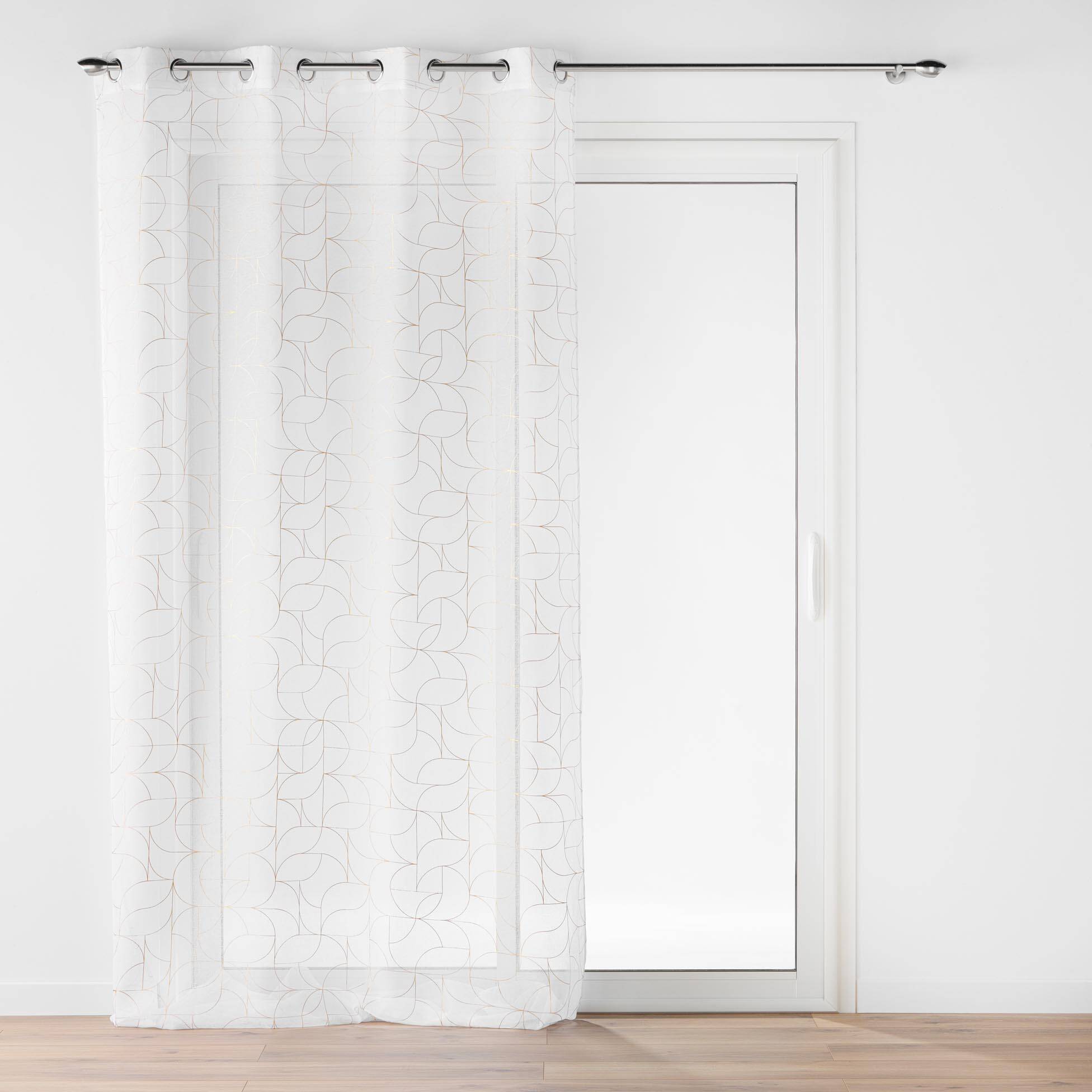 Douceur d'intérieur Záclona s kroužky se zlatým potiskem, LOUXOR, 140 x 280 cm bílý