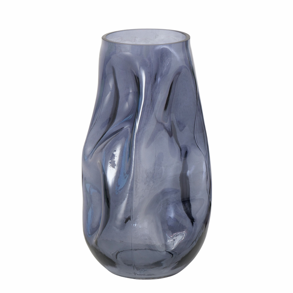 Boltze Home Skleněná váza LOJIN, metalický odstín, 27,8 cm šedá