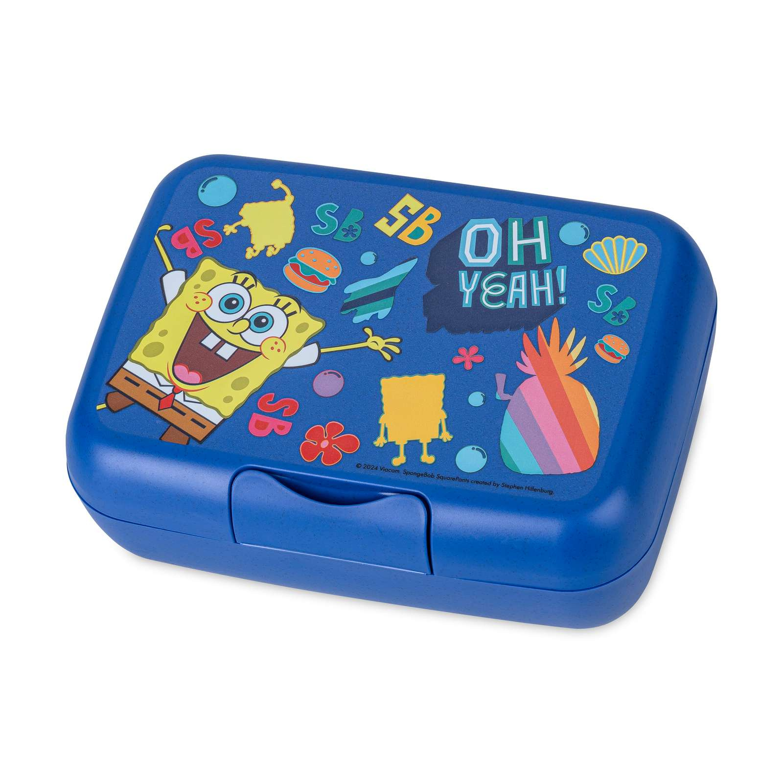 Svačinový box s malou nádobou Candy L Spongebob v kalhotách, KOZIOL modrý