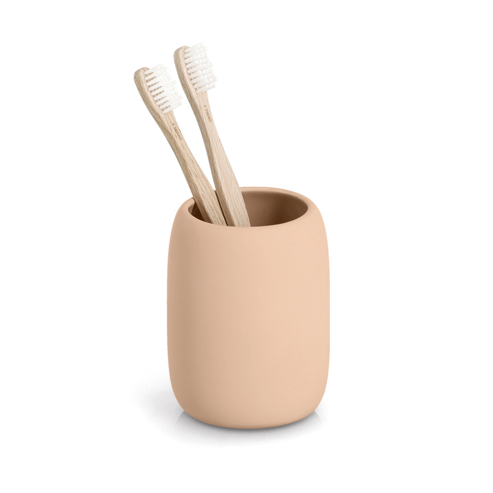 Zeller Kelímek na zubní kartáčky BRASS TONE, Ø 8,4 cm, béžový béžová