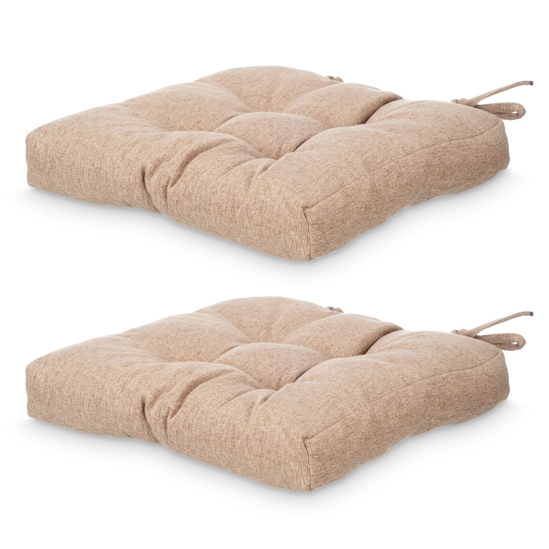 Giftdecor Sedáky na židle s prošíváním a šňůrkami, 40 × 40 cm, hnědá barva hnědý