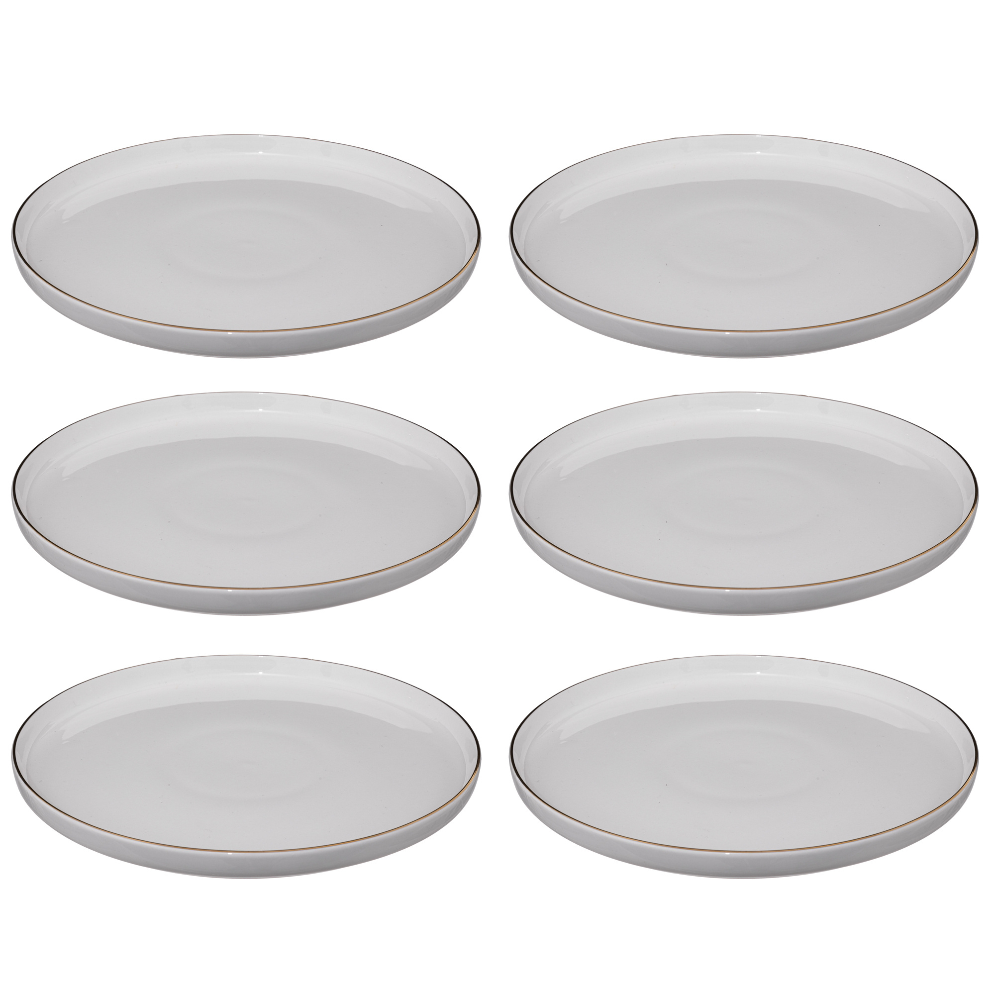 Secret de Gourmet Porcelánové jídelní talíře SUBLIMA se zlatým okrajem, 6 ks × Ø 27 cm bílý