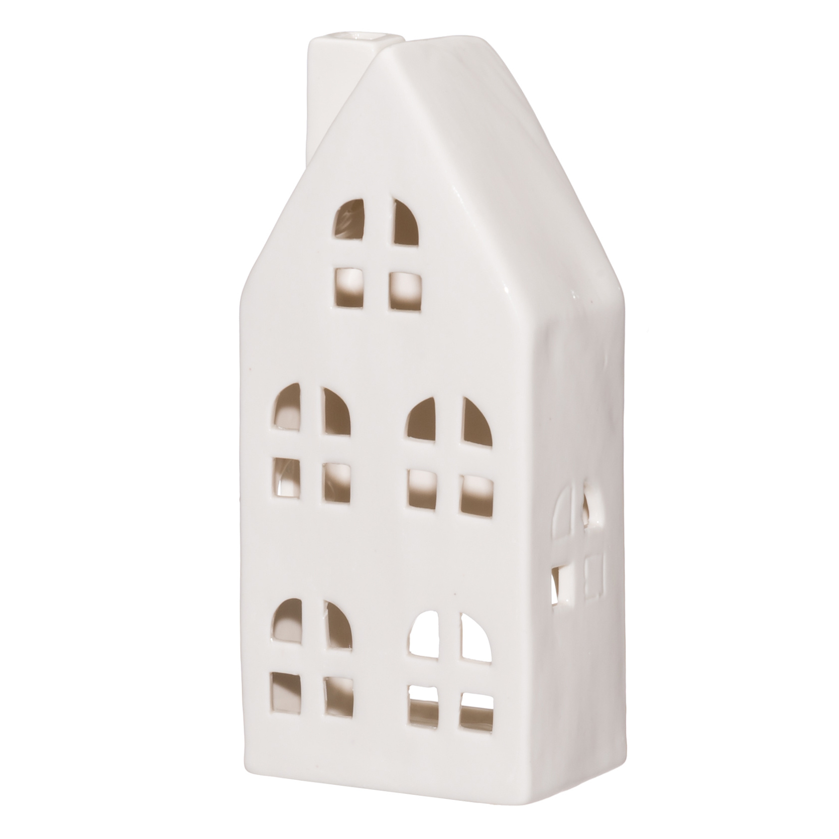 4Living Keramická lucerna domeček, výška 17 cm bílý