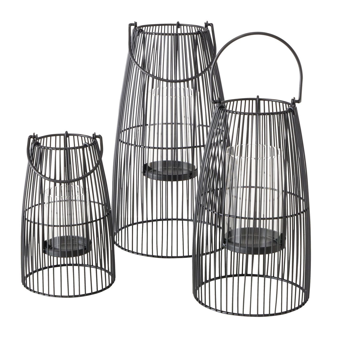 Boltze Home Sada kovových luceren, 25 - 40 cm, CINTA černá