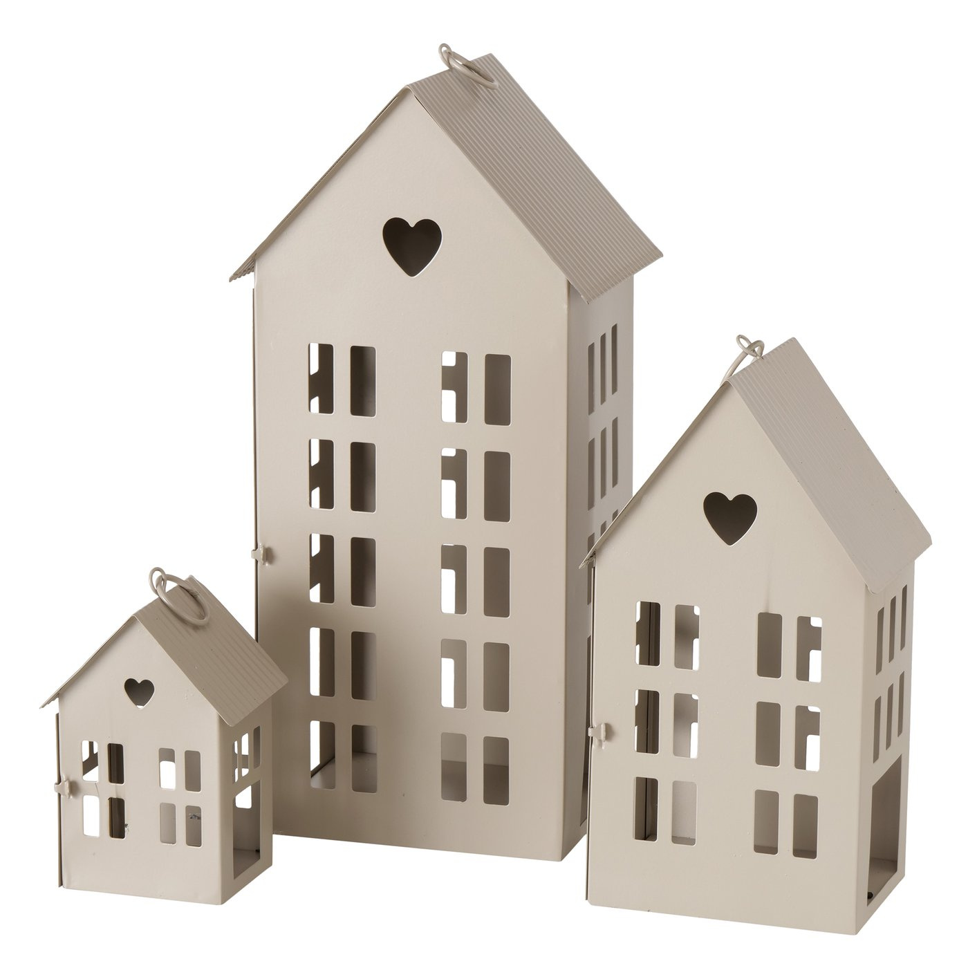 Boltze Home Dekorační lucerna ve tvaru domku, 13 - 35 cm, ALAMO, béžová béžová