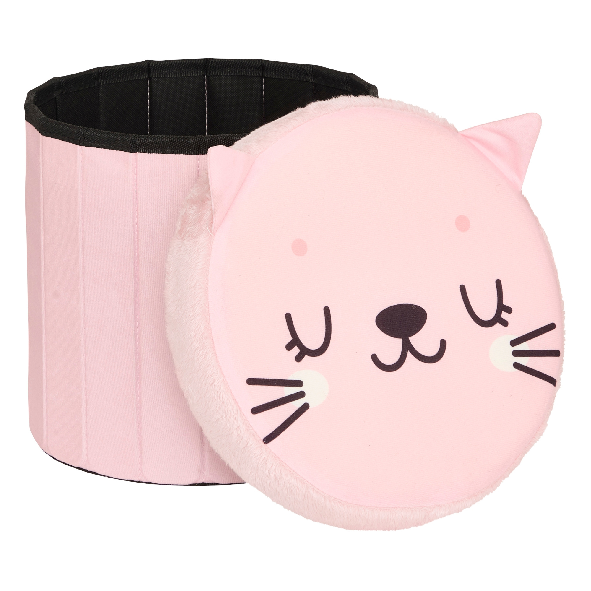 Atmosphera for kids Růžový dětský taburet kočička ANOKI, Ø 30 cm růžový
