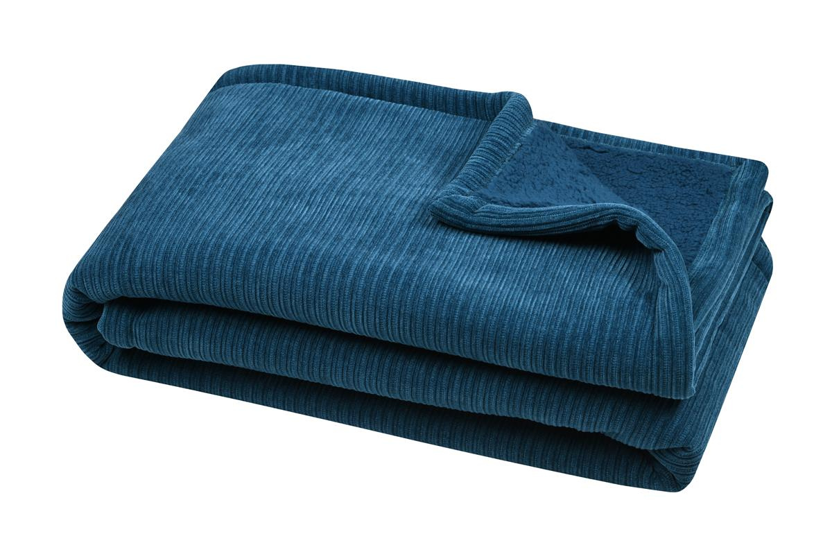 STOF Plyšová deka s beránkem CLAYTON, 130 × 160 cm modrý