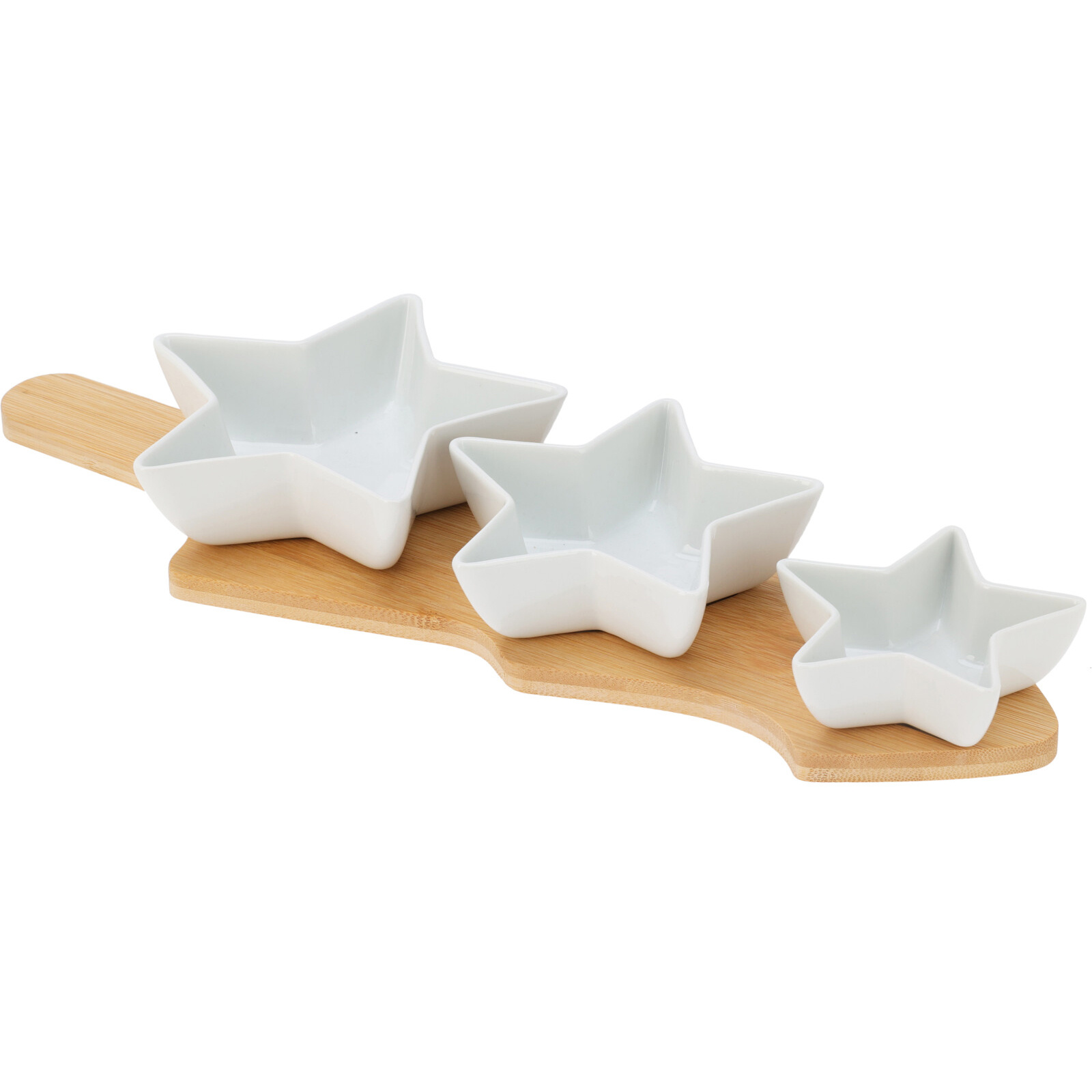 EH Excellent Houseware Misky na občerstvení GLACIERA, 3 hvězdy a bambusový podnos bílý