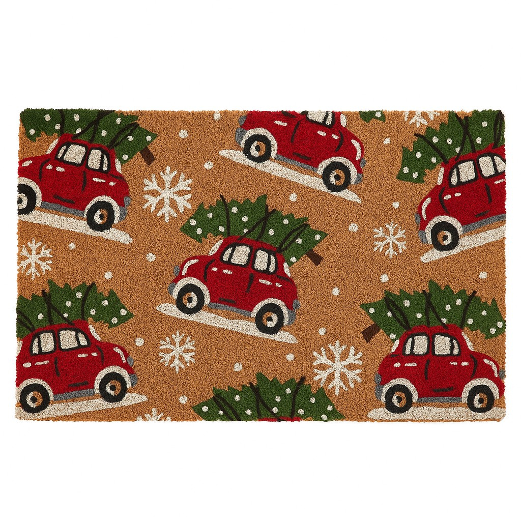 Home Styling Collection Vánoční rohožka z kokosového vlákna, 59x39 cm hnědý