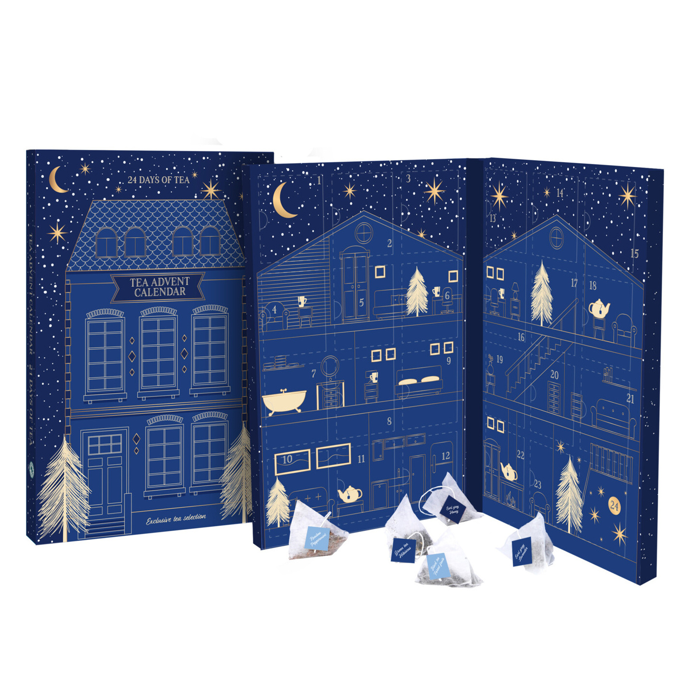 Home Styling Collection Adventní kalendář s čajem, 6 příchutí modrý