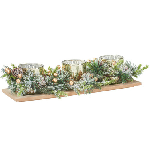 Home Styling Collection Sada tří svícnů na čajové svíčky na ozdobném podstavci zlatý